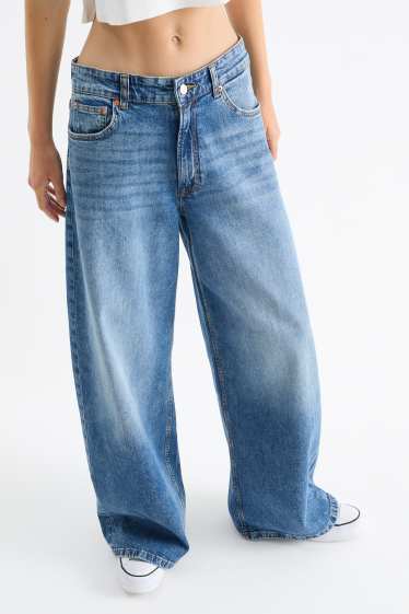 Damen - Wide Leg Jeans - Low Waist - jeansblau