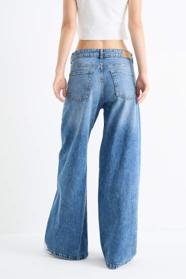 Damen - Wide Leg Jeans - Low Waist - jeansblau