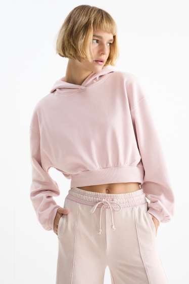 Damen - Crop Hoodie - rosa
