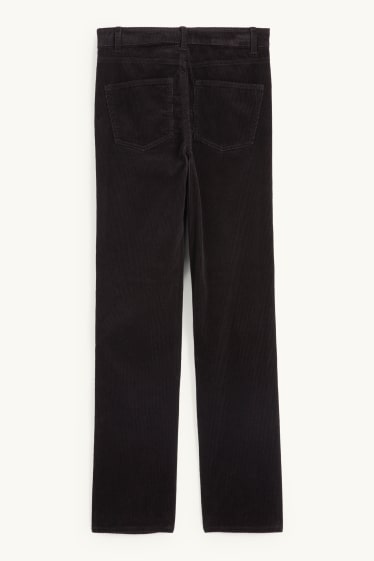 Femmes - Pantalon en velours côtelé - high waist - straight fit - noir