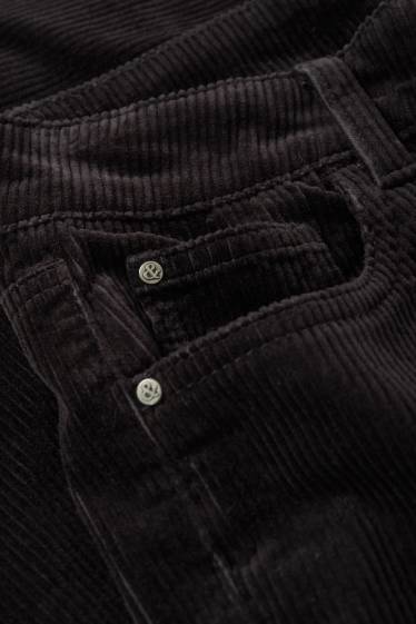 Femmes - Pantalon en velours côtelé - high waist - straight fit - noir