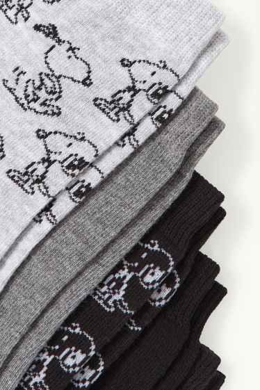 Damen - Multipack 5er - Socken mit Motiv - Snoopy - grau