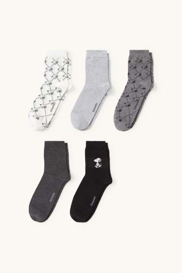 Femmes - Lot de 5 paires - chaussettes à motif - Snoopy - blanc