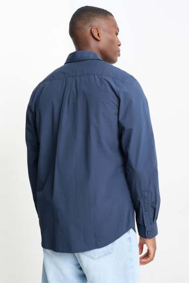 Pánské - Košile - regular fit - kent - tmavomodrá