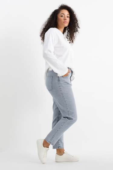 Damen - Mom Jeans - High Waist - LYCRA® - hellgrau