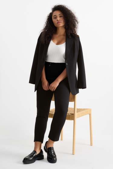 Donna - Pantaloni di stoffa - vita alta - slim fit - nero