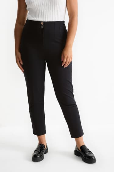 Donna - Pantaloni di stoffa - vita alta - slim fit - nero