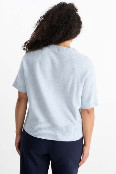 Femmes - Pullover en maille - manches courtes - bleu clair