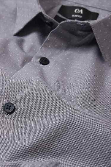 Bărbați - Cămașă office - slim fit - guler Kent - cu buline - gri
