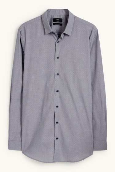 Bărbați - Cămașă office - slim fit - guler Kent - cu buline - gri