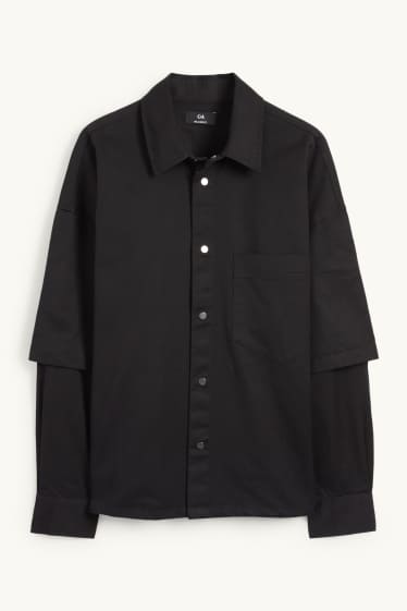 Home - Camisa - relaxed fit - Kent - look 2 en 1 - negre