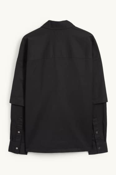 Home - Camisa - relaxed fit - Kent - look 2 en 1 - negre