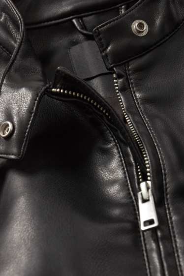 Femmes - Blouson de motard court - synthétique - noir