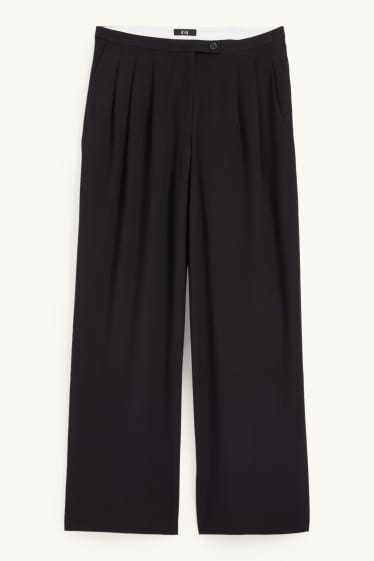 Damen - Stoffhose - Low Waist - Wide Leg - schwarz