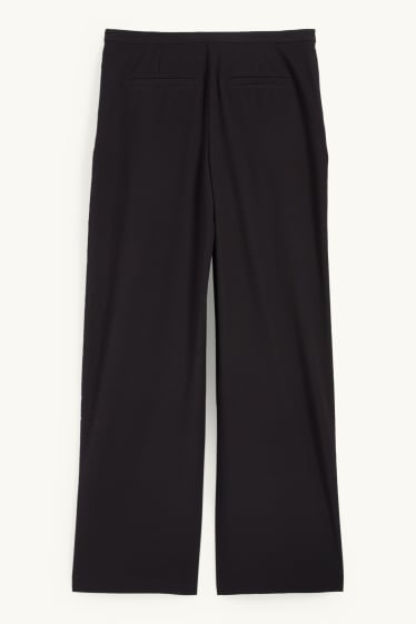 Damen - Stoffhose - Low Waist - Wide Leg - schwarz