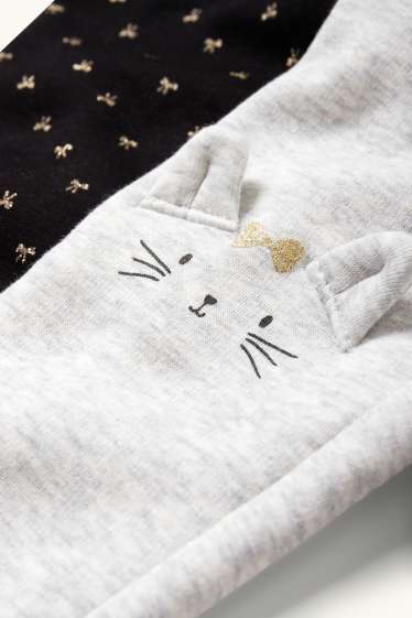 Enfants filles - Lot de 2 - chat et nœud - leggings - gris clair