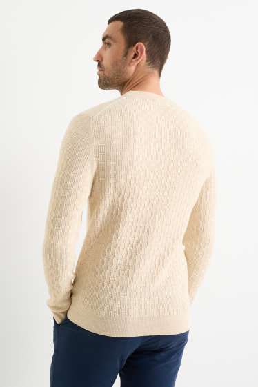 Herren - Pullover - strukturiert - hellbeige