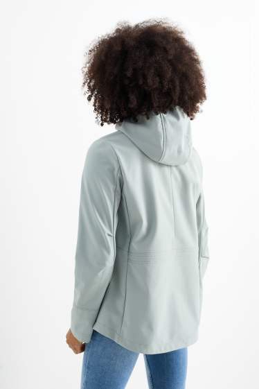 Damen - Softshelljacke mit Kapuze - wasserabweisend - 4 Way Stretch - mintgrün