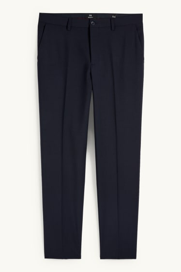Hommes - Pantalon de costume - regular fit - Flex - laine mélangée - bleu foncé