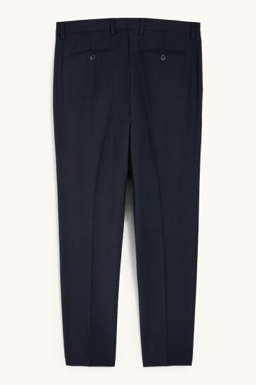 Hommes - Pantalon de costume - regular fit - Flex - laine mélangée - bleu foncé
