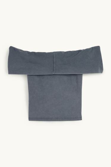 Dámské - Krátké tričko - tmavošedá