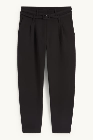 Donna - Pantaloni - vita alta - tapered fit - nero