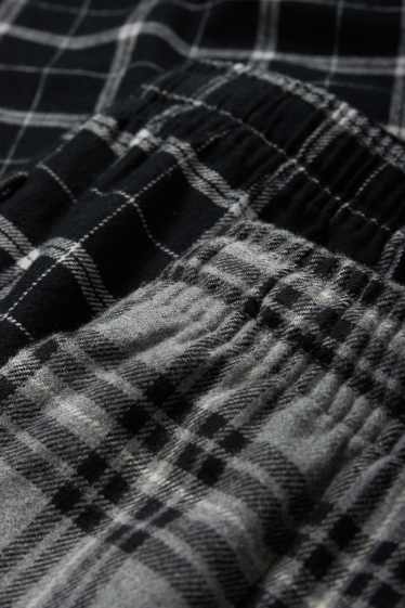 Uomo - Confezione da 2 - pantaloni pigiama di flanella - a quadretti - nero