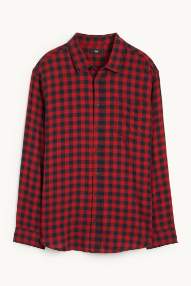 Hommes - Chemise - regular fit - col kent - à carreaux - rouge