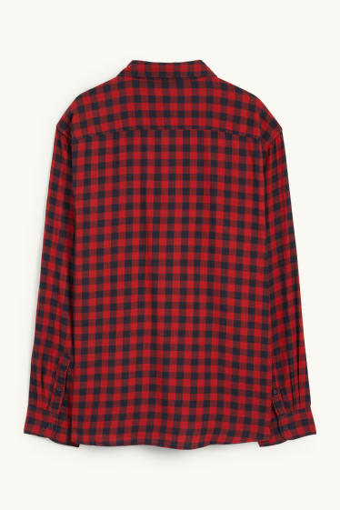 Hommes - Chemise - regular fit - col kent - à carreaux - rouge