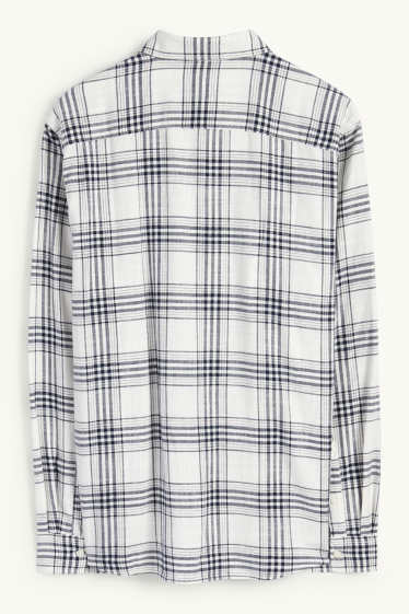 Hommes - Chemise - regular fit - col kent - à carreaux - blanc crème