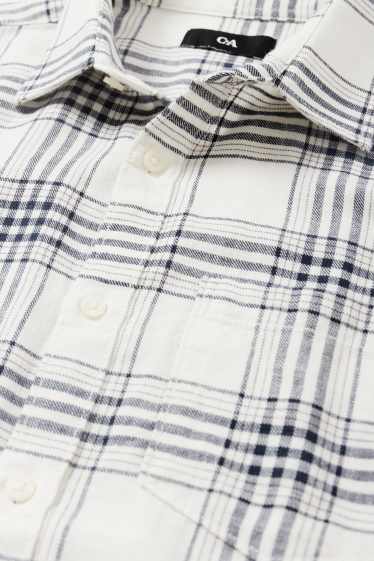 Hommes - Chemise - regular fit - col kent - à carreaux - blanc crème