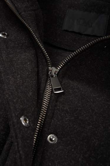 Dames - Mantel met capuchon - donkergrijs