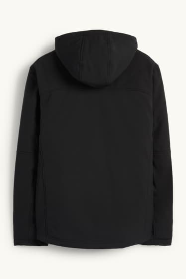 Hommes - Veste softshell à capuche - 4 Way Stretch - déperlante - noir