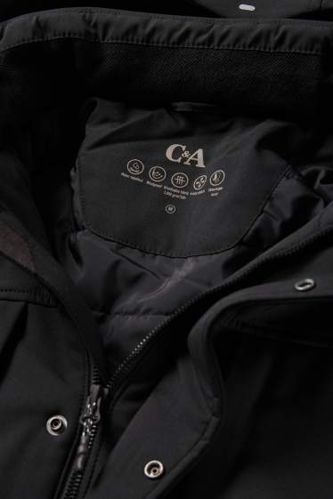 Hommes - Veste softshell à capuche - 4 Way Stretch - déperlante - noir