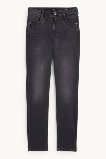 Damen - Slim Jeans - Mid Waist - Jog Denim - dunkeljeansgrau