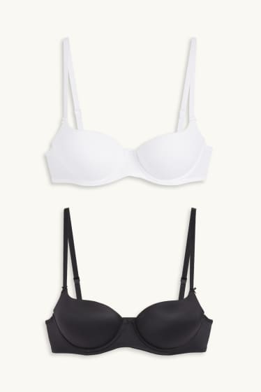 Dames - Set van 2 - BH met beugels - FULL COVERAGE - voorgevormd - zwart