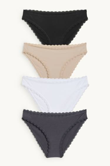 Dames - Set van 4 - slip - beige