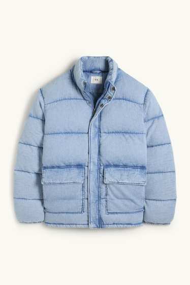 Bărbați - Jachetă matlasată din denim - albastru deschis