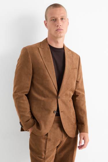 Mężczyźni - Marynarka modułowa - slim fit - z fakturą - brązowy