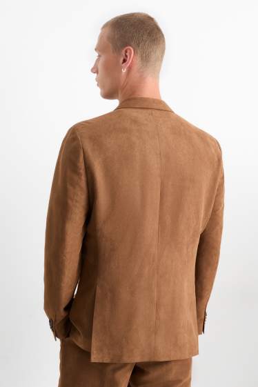 Mężczyźni - Marynarka modułowa - slim fit - z fakturą - brązowy