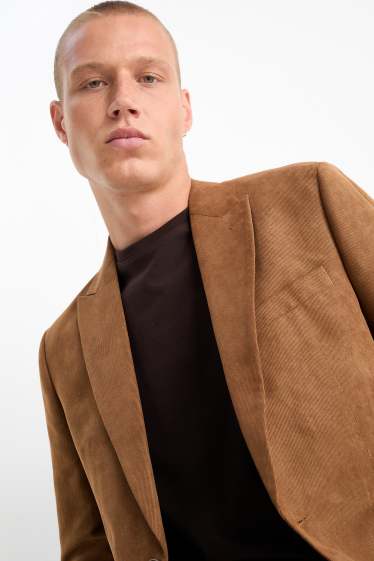 Mężczyźni - Marynarka modułowa - slim fit - z fakturą - brązowy