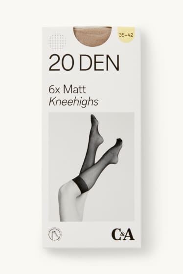 Damen - Multipack 6er - Feinkniestrümpfe - 20 DEN - beige