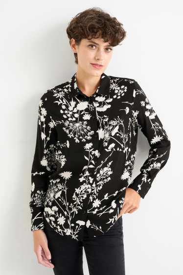 Women - Blouse - floral - black