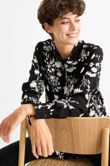 Women - Blouse - floral - black