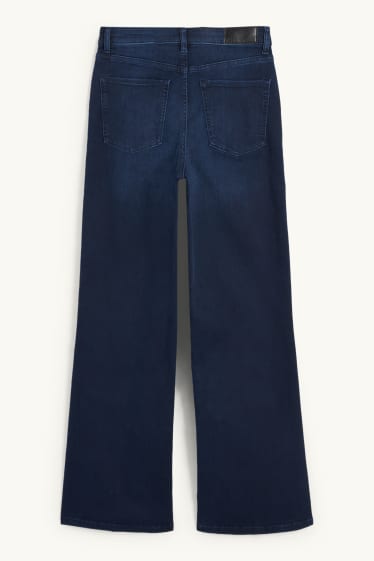 Damen - Wide Leg Jeans - High Waist - dunkeljeansblau