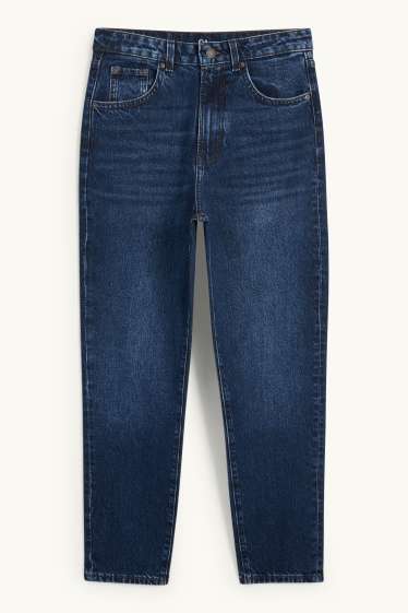 Femei - Mom jeans - talie înaltă - LYCRA® - denim-albastru închis