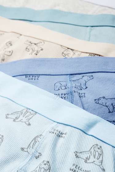 Kinder Jungen - Multipack 5er - Tiere - Boxershorts - gerippt - blau / grau