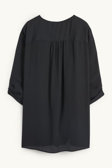 Damen - Bluse mit V-Ausschnitt - schwarz