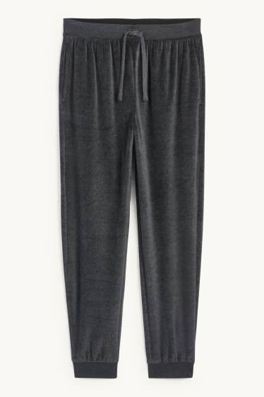 Uomo - Pantaloni pigiama di spugna - grigio scuro