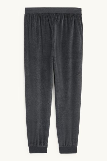Uomo - Pantaloni pigiama di spugna - grigio scuro